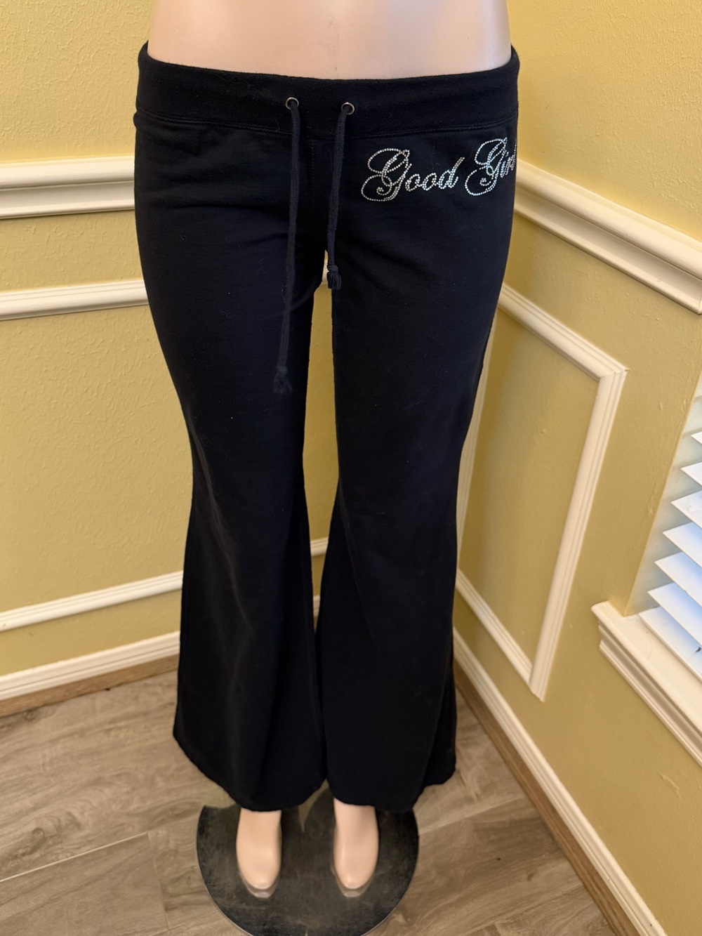 Black Flare Sweatpants with Embroidered 'Good Girl' Logo